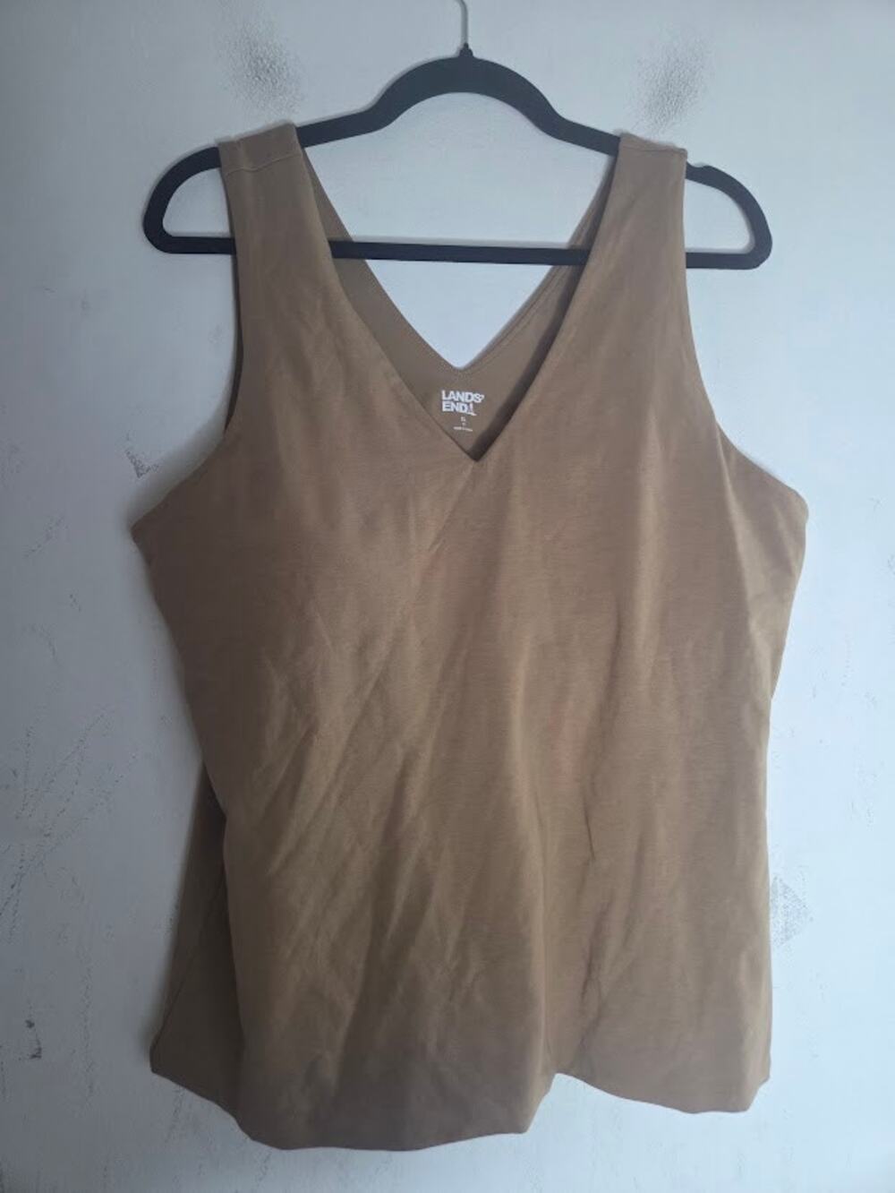 Land's End Nude Beige Thick Strap Shapewear Built in Bra Tank Blouse size XL